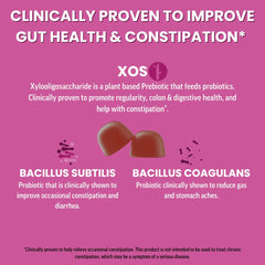 Close-up of mixed berry probiotic gummies