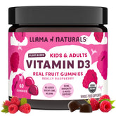 Front packaging of Llama Naturals Vitamin D3 Raspberry Gummies 60 count