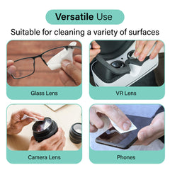 Streak-free and scratch-free lens cleaning wipe for glasses or camera lenses