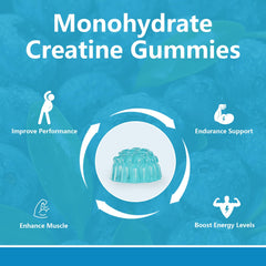 Close-up of LLQQIT Creatine Monohydrate Gummies showing 3g per serving