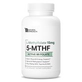 Bottle of L-Methylfolate 15 mg with Methyl B12, D3, NAC, Taurine | 60 capsules