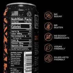 Close-up label of LMNT Sparkling Electrolyte Water Grapefruit Salt