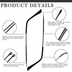 LNQ Lunqi black metal eyewear temple replacement – hinge area close-up