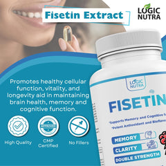Gluten-free label on Logic Nutra Fisetin Double Strength bottle