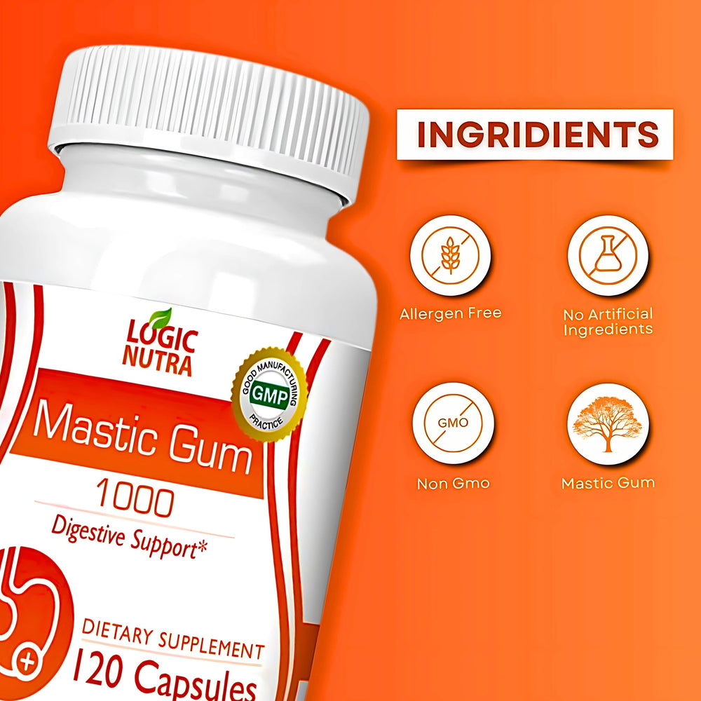 Product packaging display for Logic Nutra mastic gum capsules