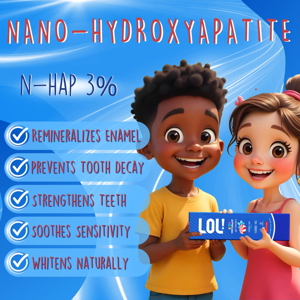Peppermint flavor label on LOL Kid Toothpaste for kids