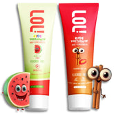 Hero image showing LOL Kids Toothpaste with Cinnamon and Melon Fresh flavors