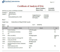 Close-up of LongJuvity label showing 300 mg dosage.
