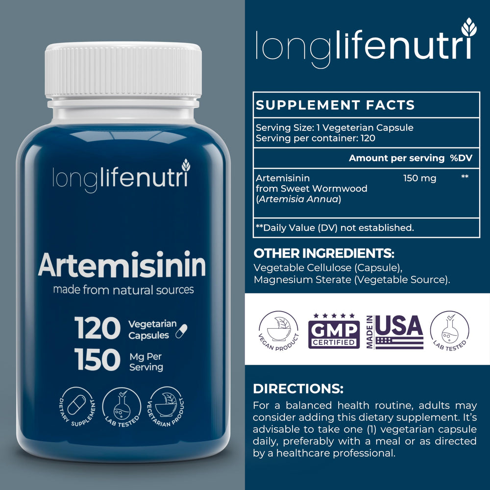 Artemisinin 150mg vegetarian capsules close-up