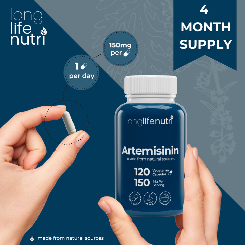 LongLifeNutri Artemisinin packaging showing a 4-month supply
