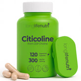 LongLifeNutri Citicoline 300 mg bottle with 120 vegetarian capsules