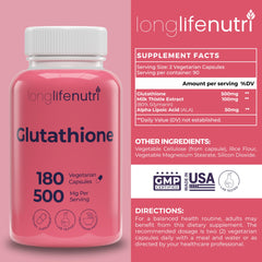 LongLifeNutri Glutathione produced in USA in a GMP-certified facility