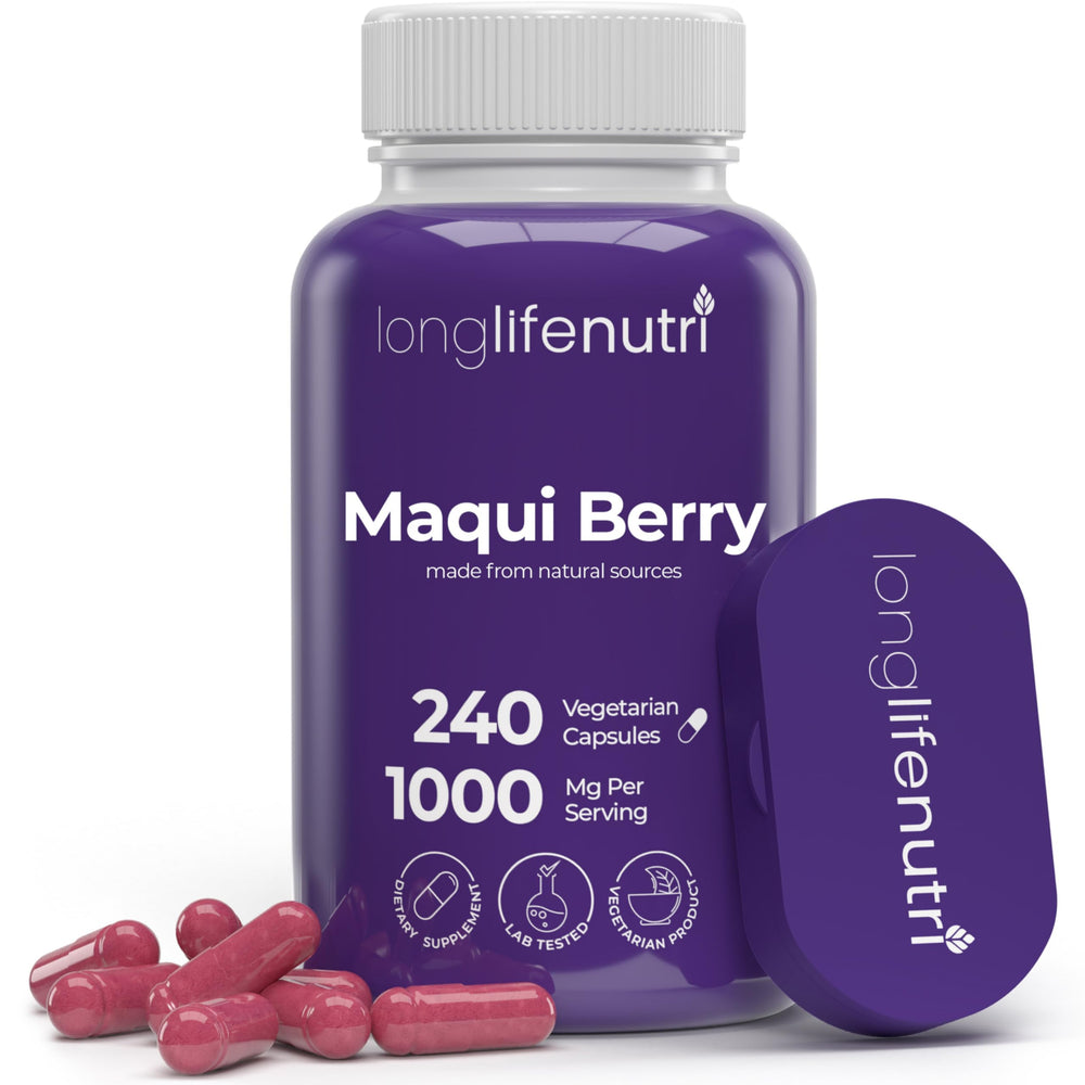 LongLifeNutri Maqui Berry 1000 mg vegan capsules – front view