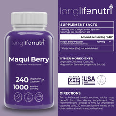 Bottle with Maqui Berry 1000 mg 240-capsule label