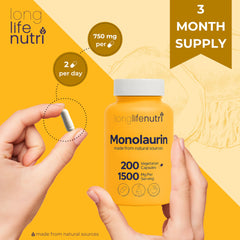 200 capsules per bottle illustrating 100-day supply