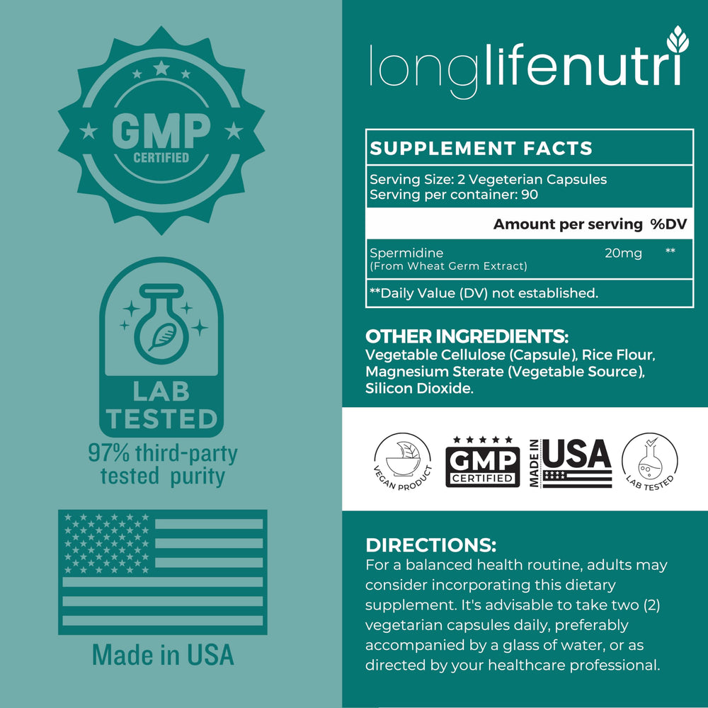Wheat germ-derived spermidine 20mg capsule