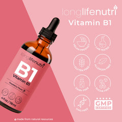4 fl oz bottle showing daily dosage for Vitamin B1 liquid drops
