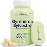 LongLifeNutri Gymnema Sylvestre 1000mg bottle with Organic 20:1 Leaf Extract label