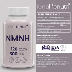 Detailed ingredients of LongLifeNutri NMNH 300mg