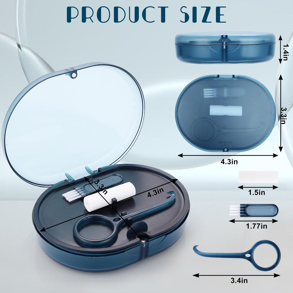 Inside view of the orthodontic retainer box with accessories neatly organized