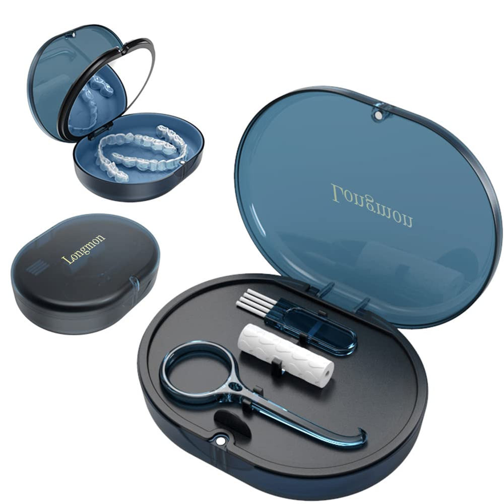 Portable ultra-slim retainer case open showing interior tray