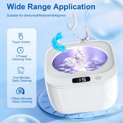 Retainer cleaner in action demonstrating ultrasonic cleaning