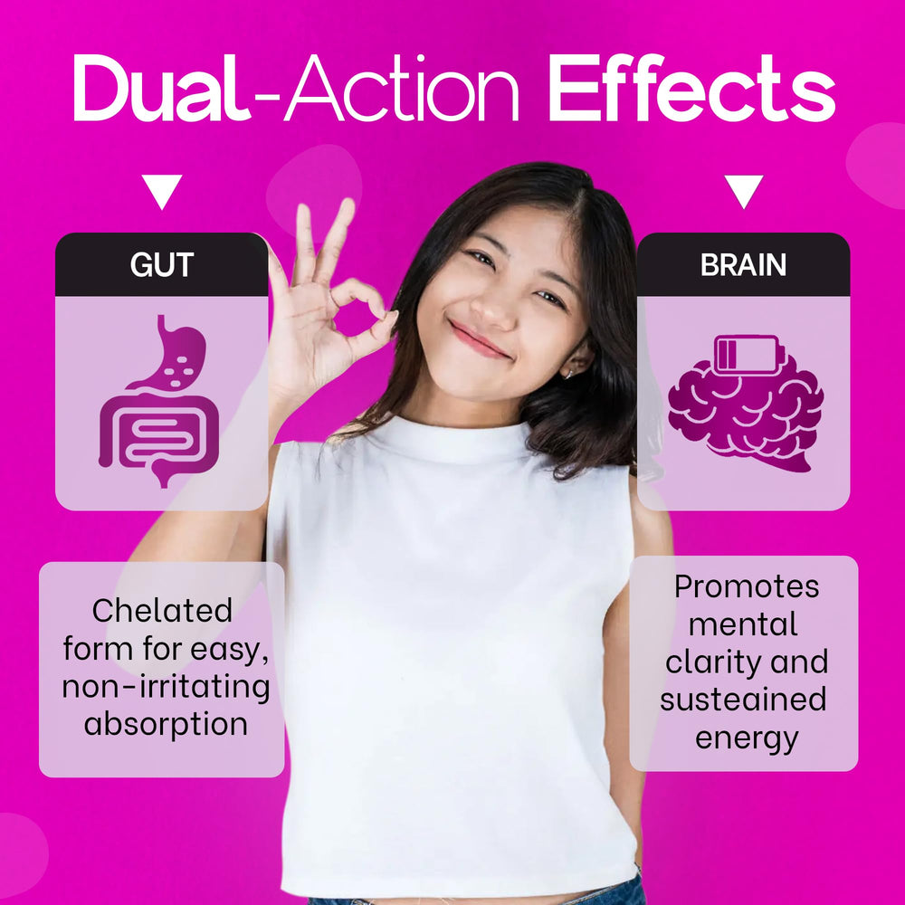 Close-up of Losoki iron bisglycinate tablets