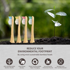 Pack of 4 Lottlop bamboo toothbrush heads