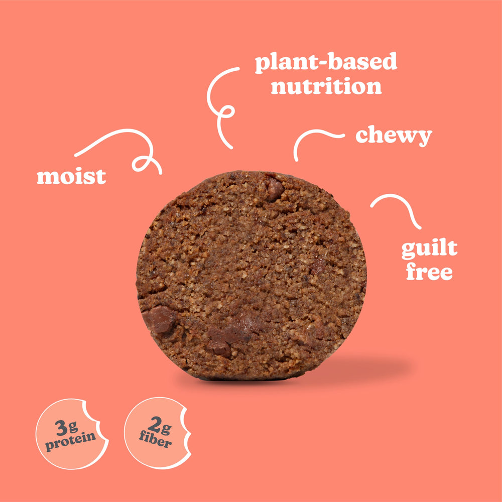 Love + Chew mini cookie packaging overview displaying gluten-free vegan snack.