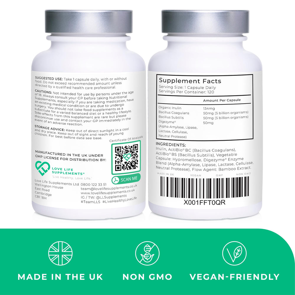 Love Life Supplements MultiSpore Plus GMP-certified seal reflects high manufacturing standards.