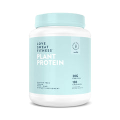 Love Sweat Fitness vanilla protein powder bottle ready for daily protein boost.