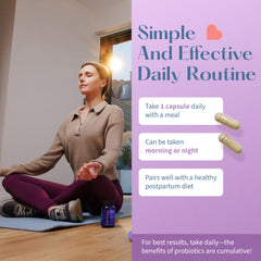 Bottle label highlighting 7 clinically studied probiotic strains