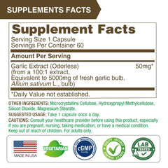 Allicin potency 1.25% garlic extract close-up