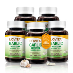 Lovita odorless garlic capsules bottle with 5000mg equivalent allicin