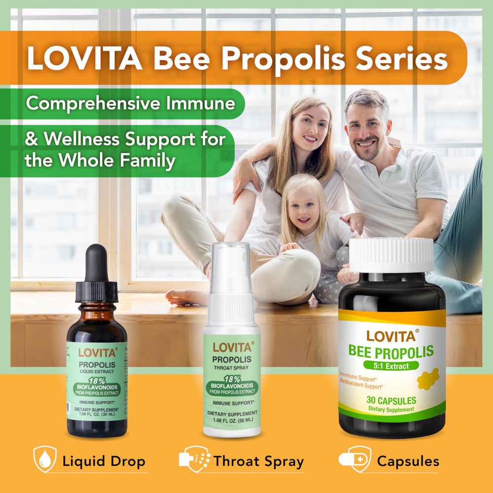 Product packaging and educational materials for LOVITA Propolis