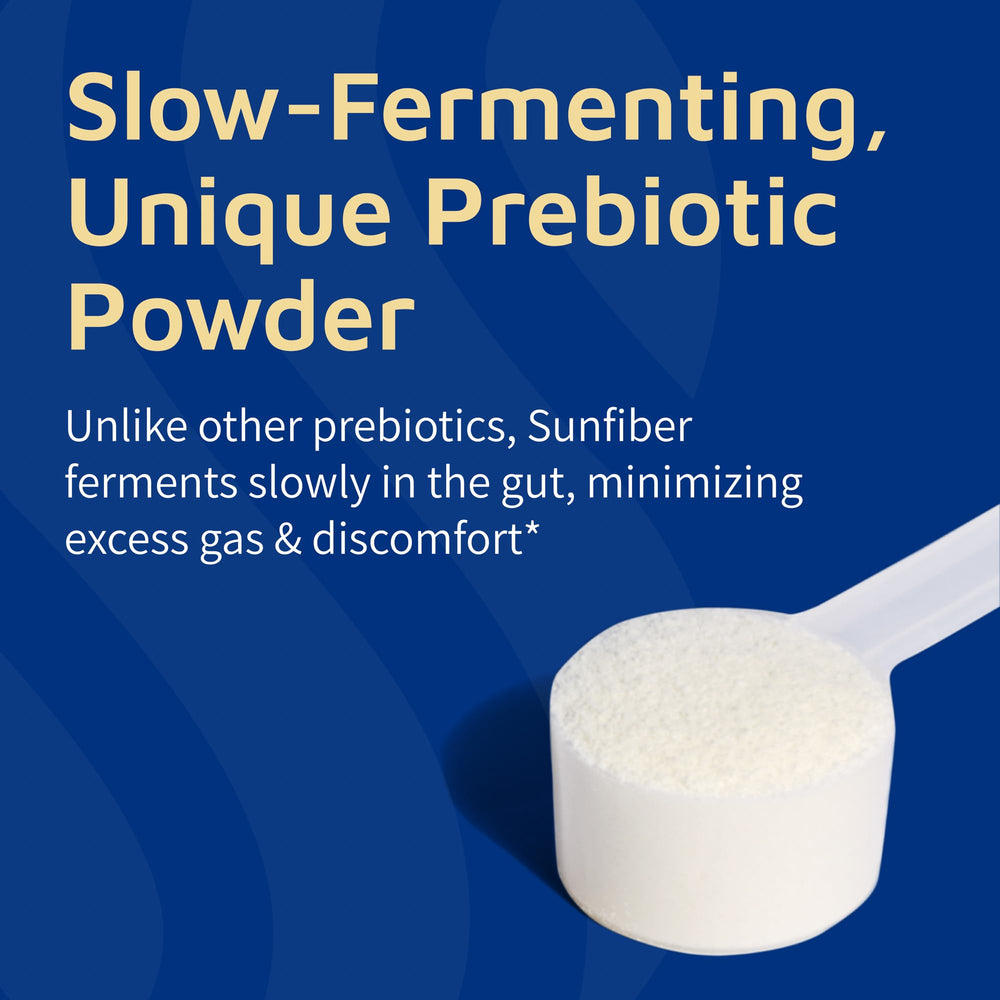 Low FODMAP certification label on Sunfiber packaging