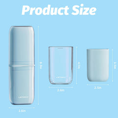 Dual-section blue travel cup case with independent lids