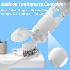 Two soft nylon brush heads, one pre-installed and one replacement