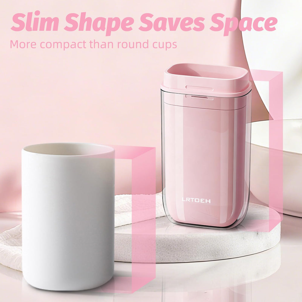 Slim, space-saving design shown fitting in a bag or gym locker