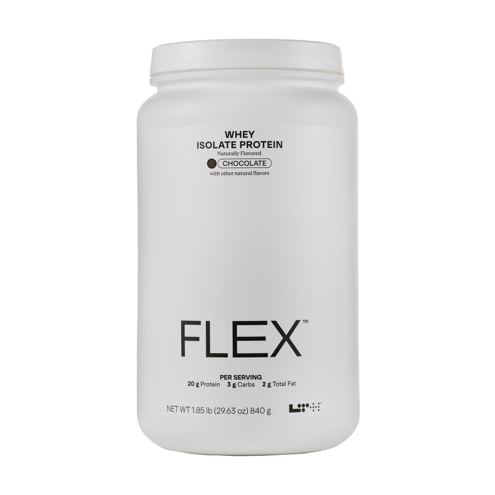 Packaging of LTH Flex Whey Protein Isolate chocolate flavor