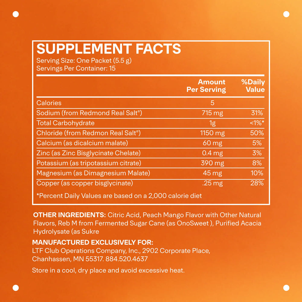 LTH Hydrate Peach Mango dissolving in water for workouts