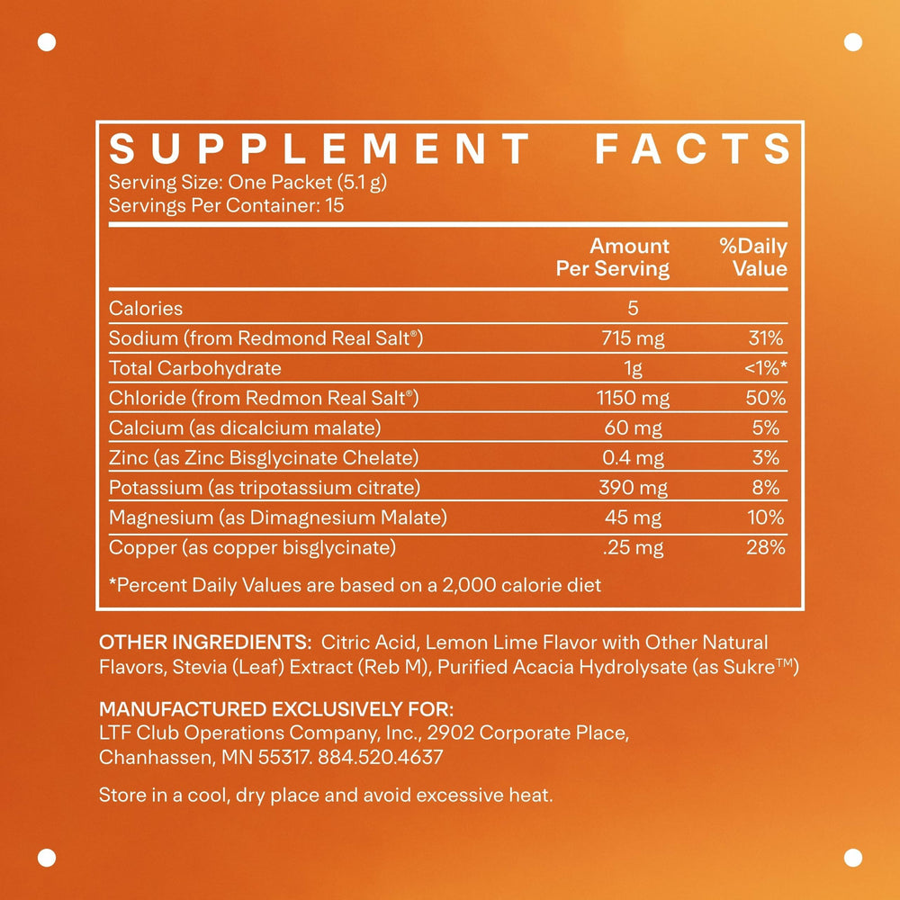 LTH Hydrate single-serve packet dissolving in water for on-the-go hydration