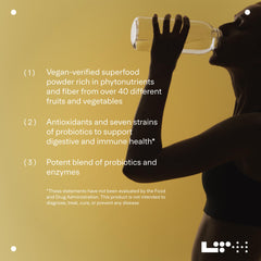 Immune health and digestion support graphics for Life Greens