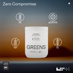 NSF-certified Life Greens powder label