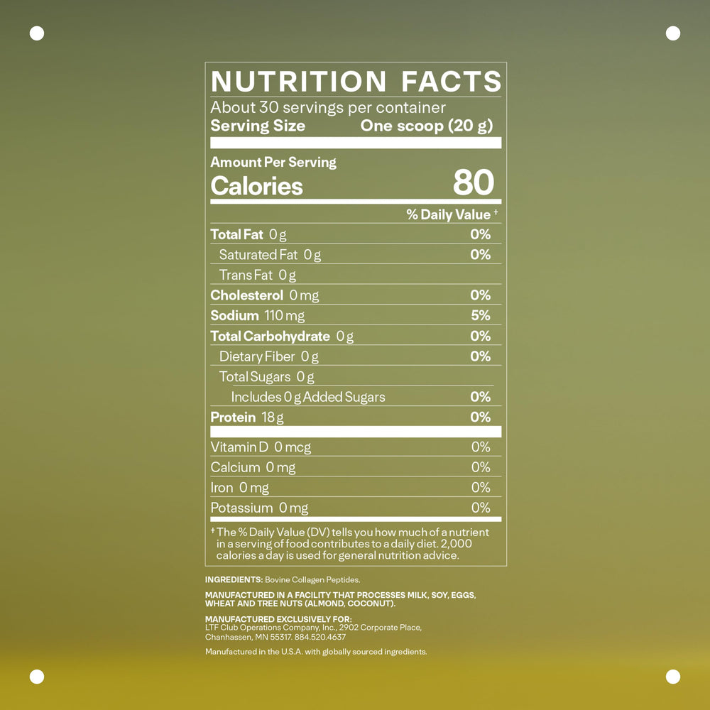 Measuring scoop resting on jar of collagen peptides