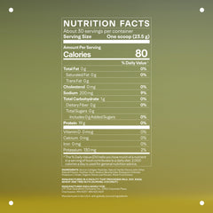 Vanilla collagen powder scoop on white background