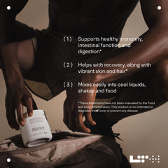 Digestive health and immune support concept with colostrum powder