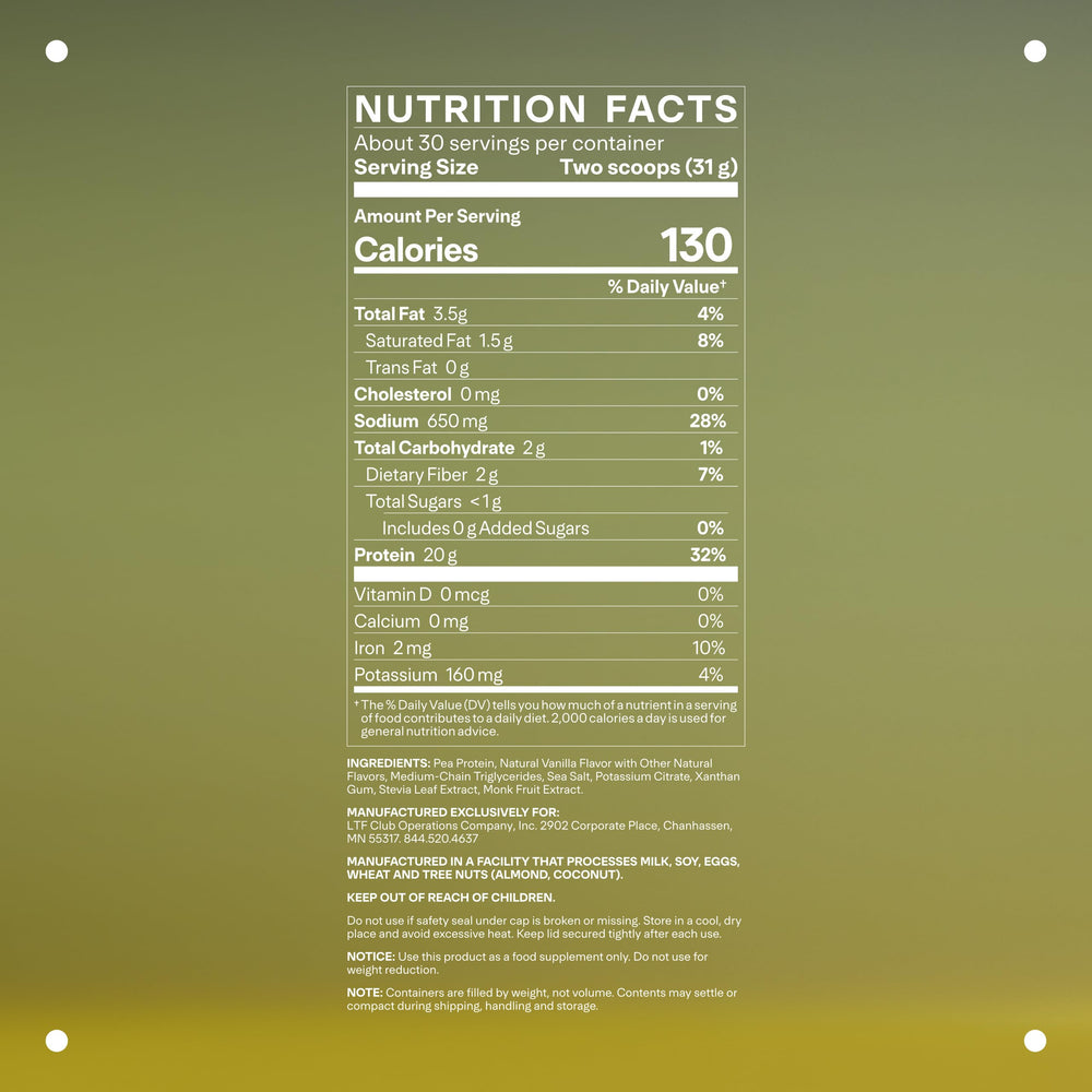 Creamy vanilla vegan protein shake being prepared with powder