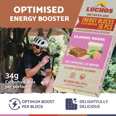 Energy blocks with running shoes for on-the-go fueling