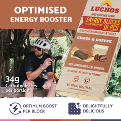 Nutrition detail showing 34 g carbohydrate per block